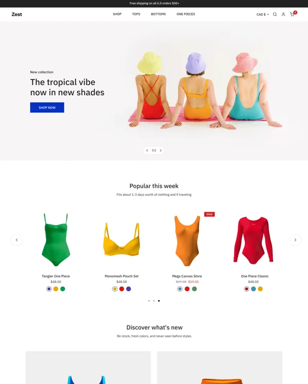 Zest - large inventory Shopify theme